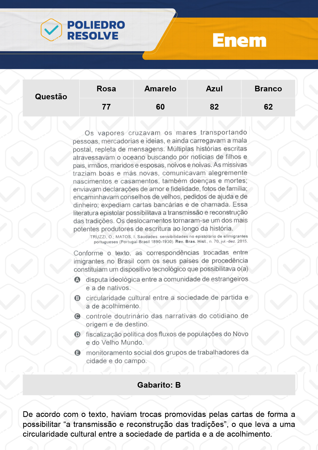 Questão 82 - Dia 1 - Prova Azul - Enem 2023