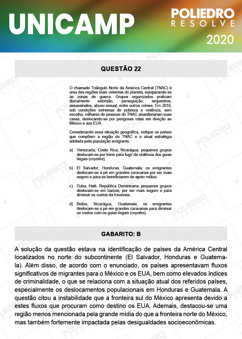 Questão 22 - 1ª Fase - Prova Q e X - UNICAMP 2020