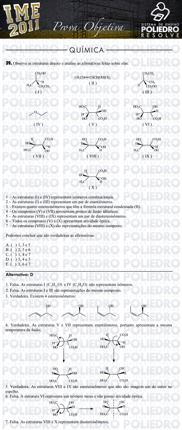 Questão 39 - Objetiva - IME 2011