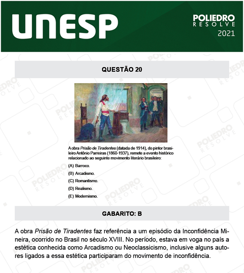 Questão 20 - 1ª Fase - 2º Dia - UNESP 2021