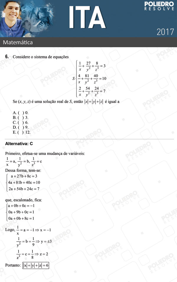 Questão 6 - Matemática - ITA 2017