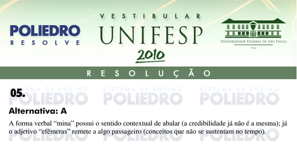 Questão 5 - Português e Inglês - UNIFESP 2010