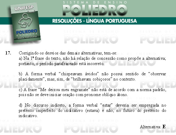 Questão 17 - Português e Inglês - UNIFESP 2008