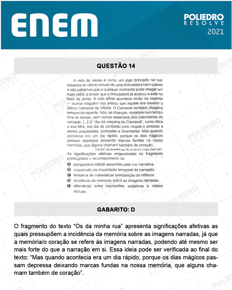 Questão 14 - 1º DIA - Prova Amarela - ENEM 2020