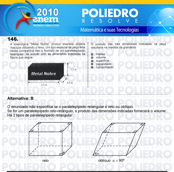 Questão 146 - Domingo (Prova rosa) - ENEM 2010