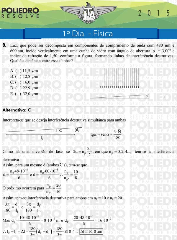 Questão 9 - Física - ITA 2015