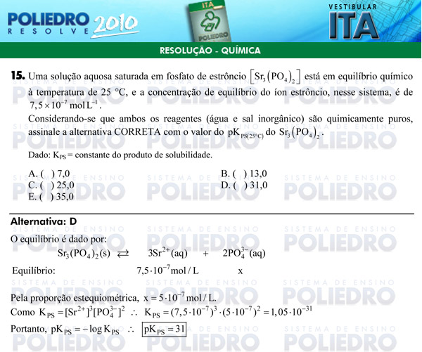 Questão 15 - Química - ITA 2010