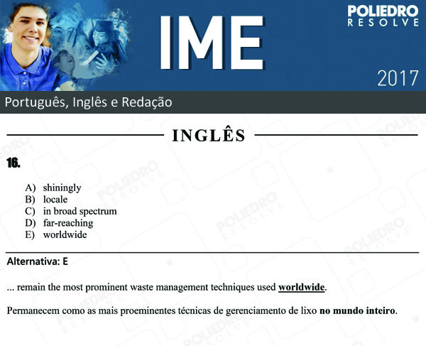 Questão 16 - Português e Inglês - IME 2017