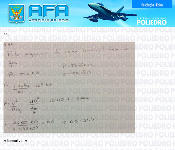 Questão 44 - Prova Modelo B - AFA 2015