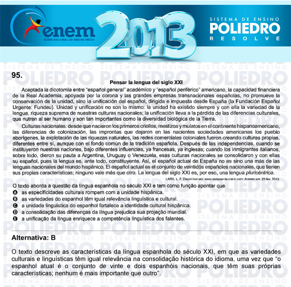 Questão 95 - Domingo (Prova Cinza) - ENEM 2013