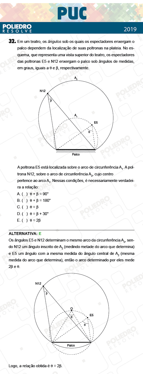 Questão 32 - 1ª Fase - PUC-Campinas 2019