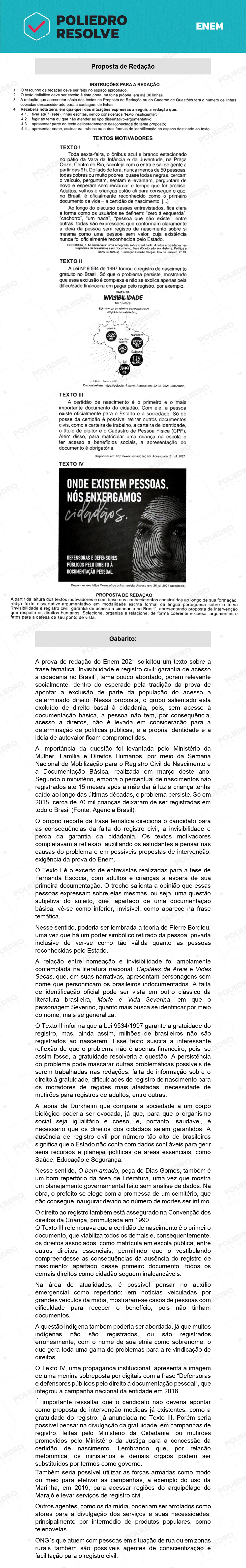 Redação - 1º Dia - Prova Branca - ENEM 2021