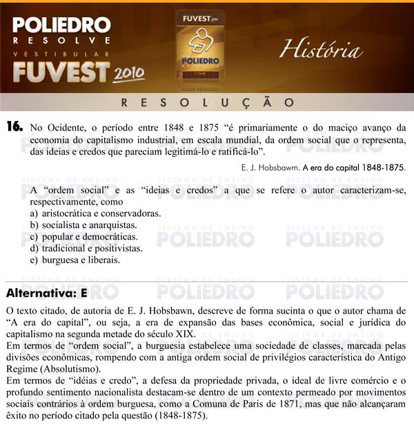 Questão 16 - 1ª Fase - FUVEST 2010