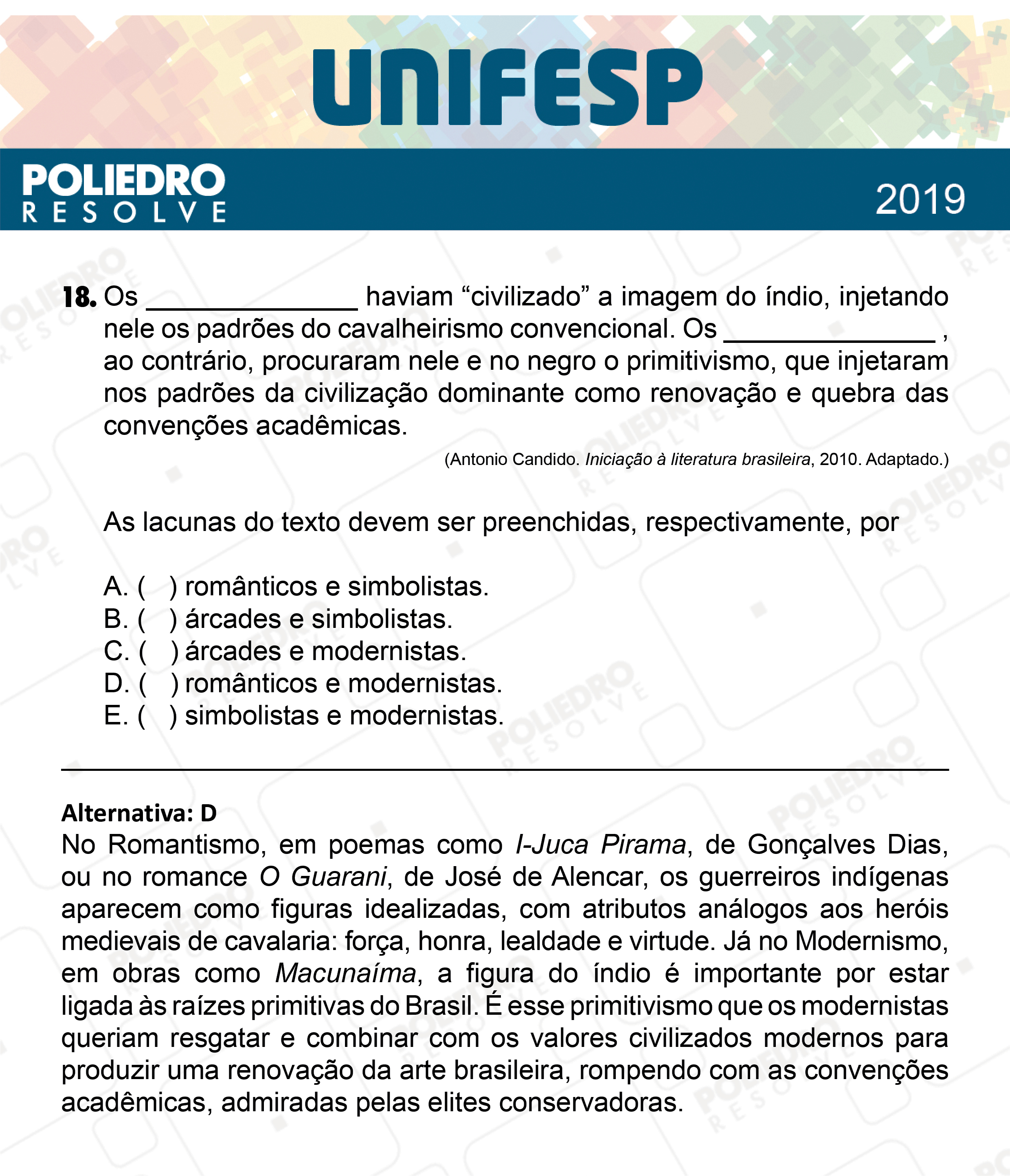 Questão 18 - Fase única - 1º Dia - UNIFESP 2019