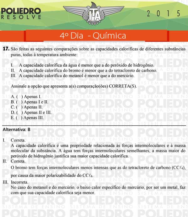 Questão 17 - Química - ITA 2015