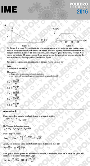 Questão 20 - Objetiva - 1ª Fase - IME 2016