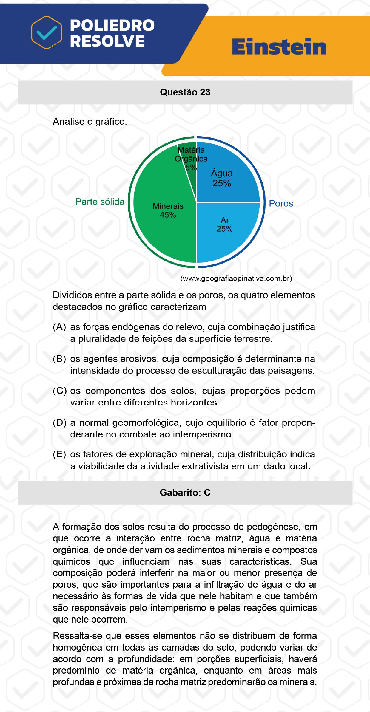 Questão 23 - Fase única - EINSTEIN 2023