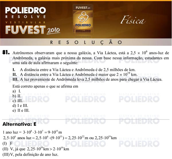 Questão 81 - 1ª Fase - FUVEST 2010