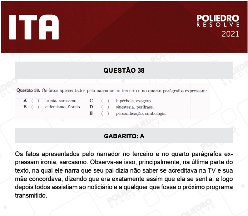 Questão 38 - 1ª Fase - ITA 2021