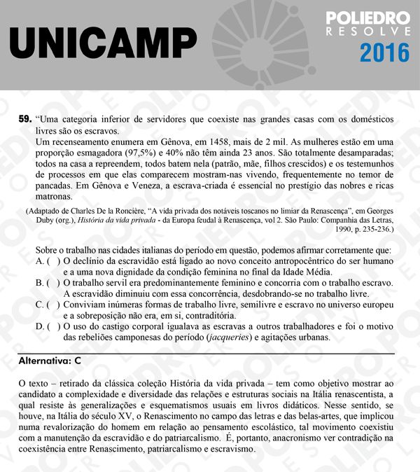 Questão 59 - 1ª Fase - UNICAMP 2016