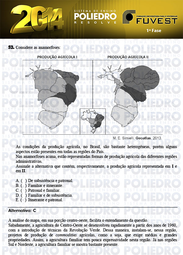 Questão 52 - 1ª Fase - FUVEST 2014
