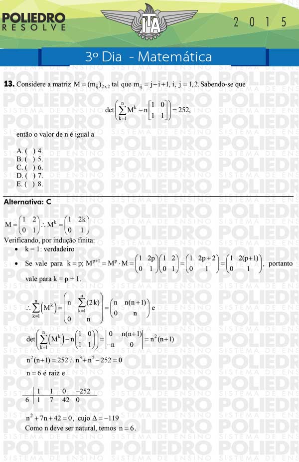 Questão 13 - Matemática - ITA 2015