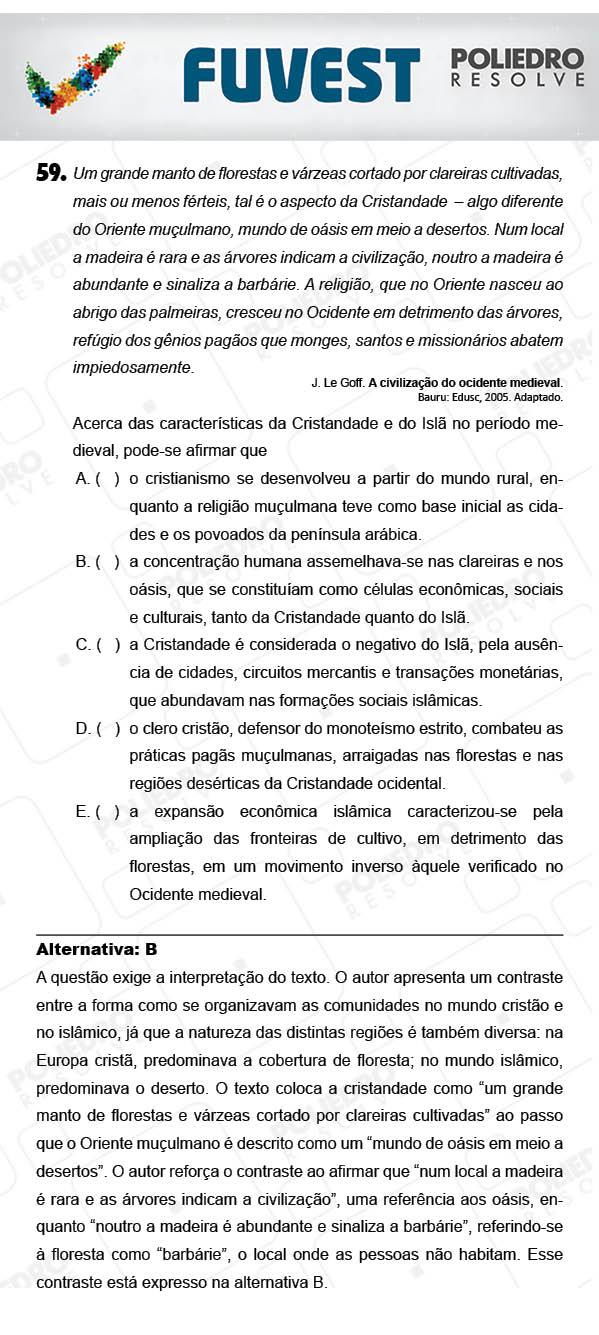 Questão 59 - 1ª Fase - PROVA V - FUVEST 2018