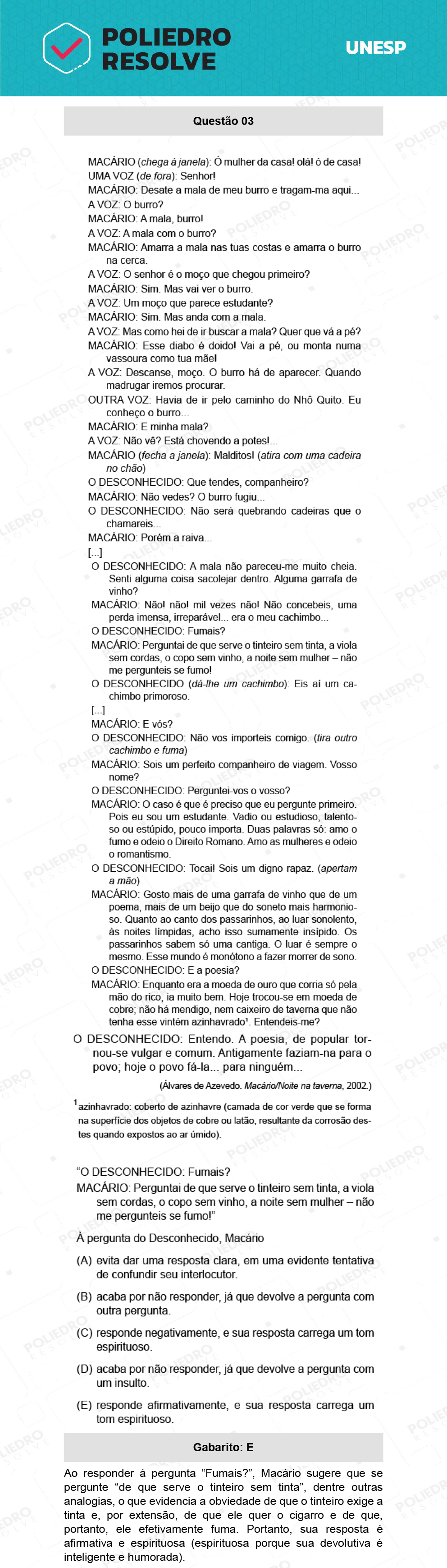 Questão 3 - 1ª Fase - Ext / Hum - UNESP 2022