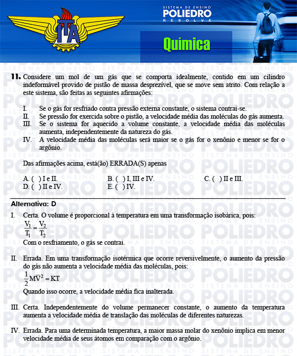 Questão 11 - Química - ITA 2014