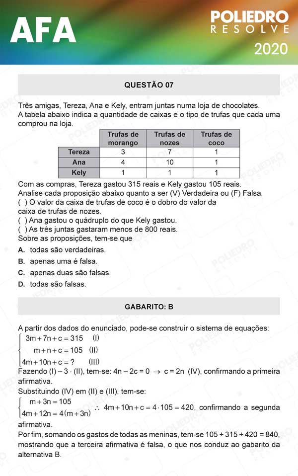 Questão 7 - Prova Modelo C - AFA 2020