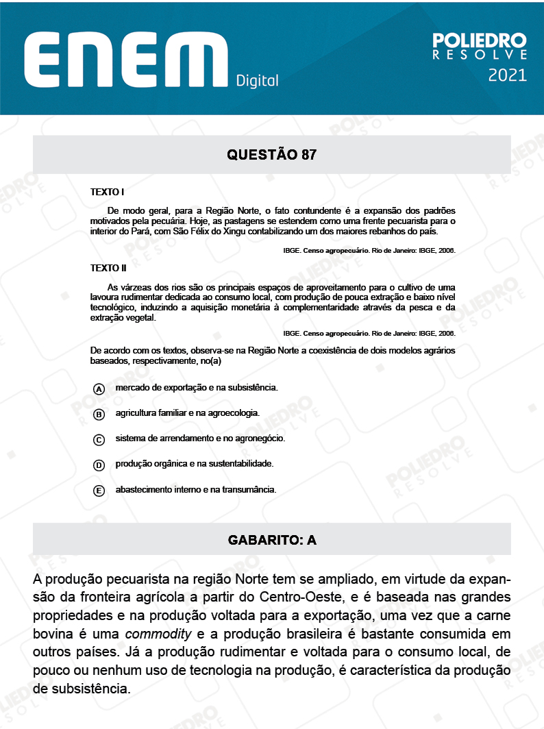 Questão 87 - 1º Dia - Prova Branca - Espanhol - ENEM DIGITAL 2020