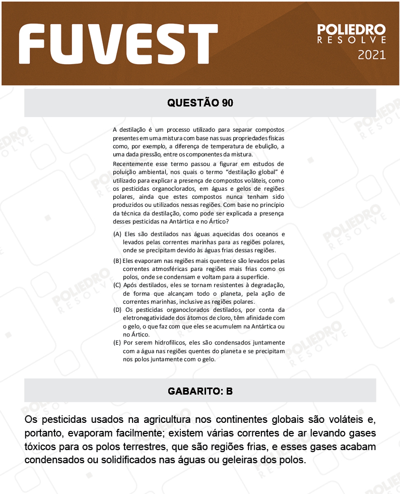 Questão 90 - 1ª Fase - FUVEST 2021