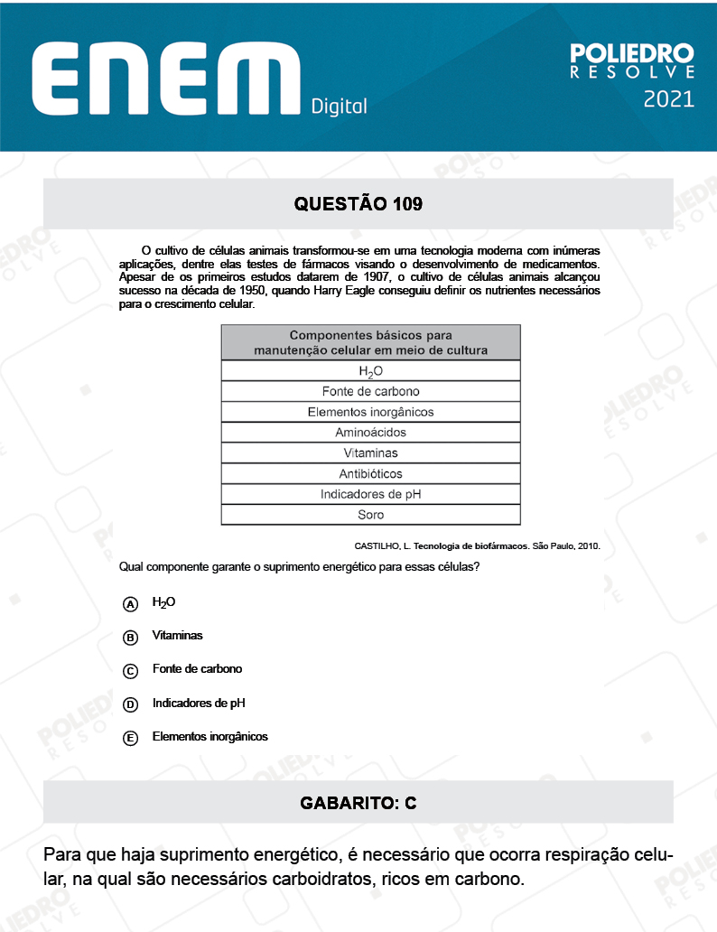 Questão 109 - 2º Dia - Prova Amarela - ENEM DIGITAL 2020