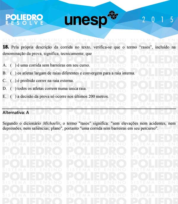 Questão 18 - 1ª Fase - UNESP 2015