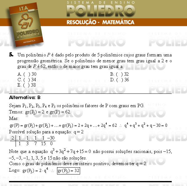 Questão 5 - Matemática - ITA 2008