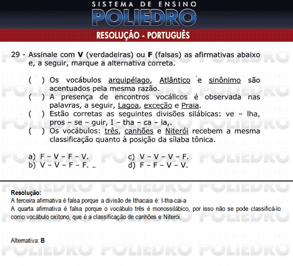 Questão 29 - Física e Português - AFA 2010