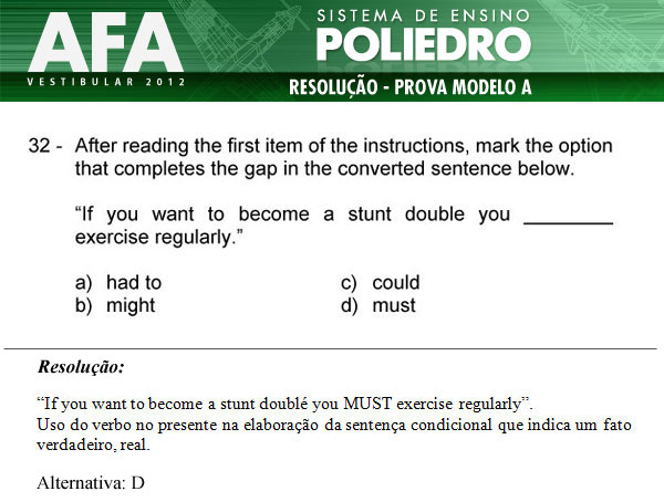 Questão 32 - Prova Modelo A - AFA 2012