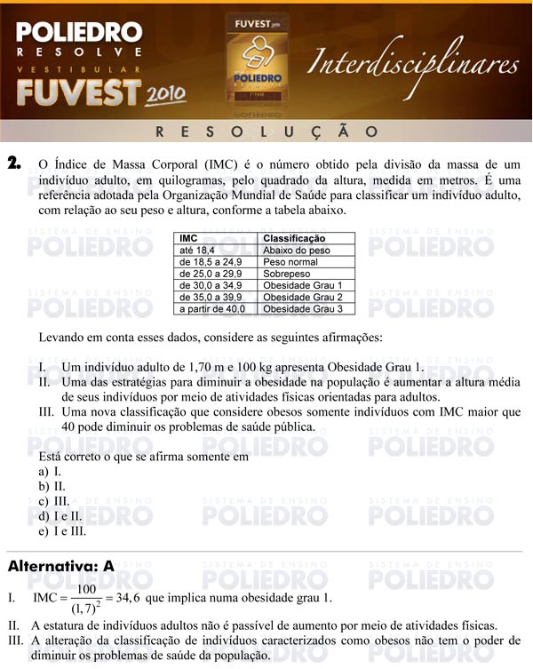 Questão 2 - 1ª Fase - FUVEST 2010