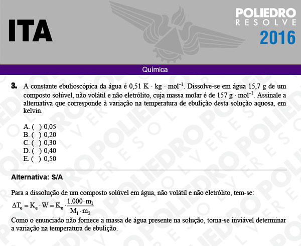 Questão 3 - Química - ITA 2016