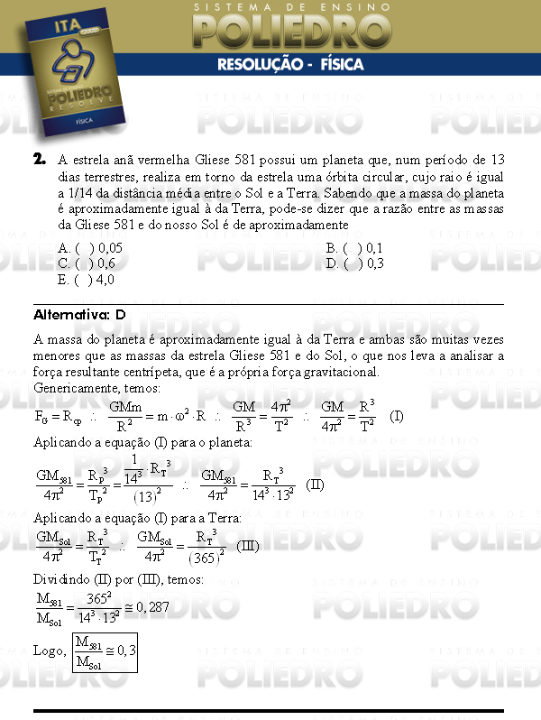 Questão 2 - Física - ITA 2008