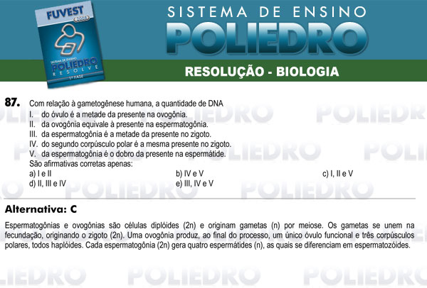 Questão 87 - 1ª Fase - FUVEST 2008