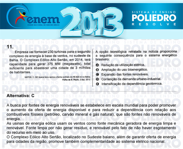 Questão 11 - Sábado (Prova Amarela) - ENEM 2013