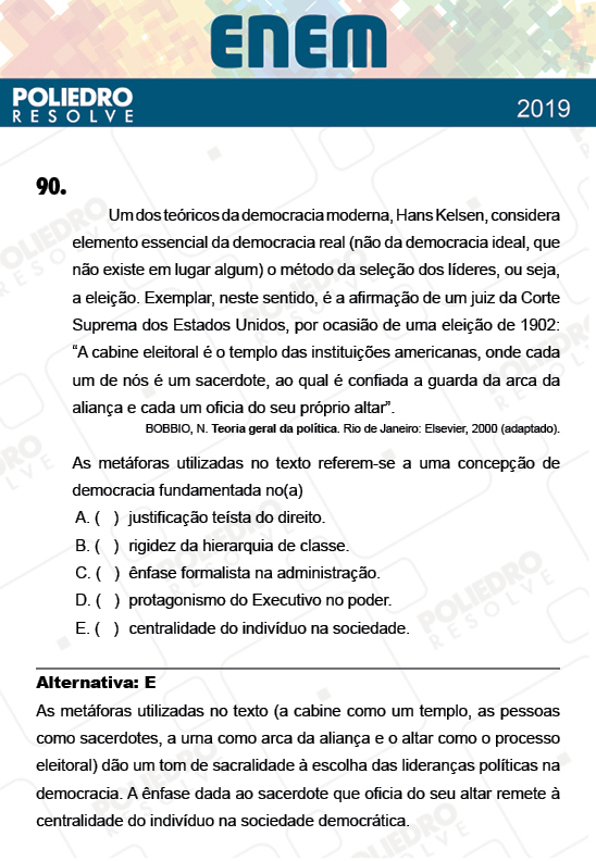 Questão 90 - 1º Dia - Prova AZUL - ENEM 2018