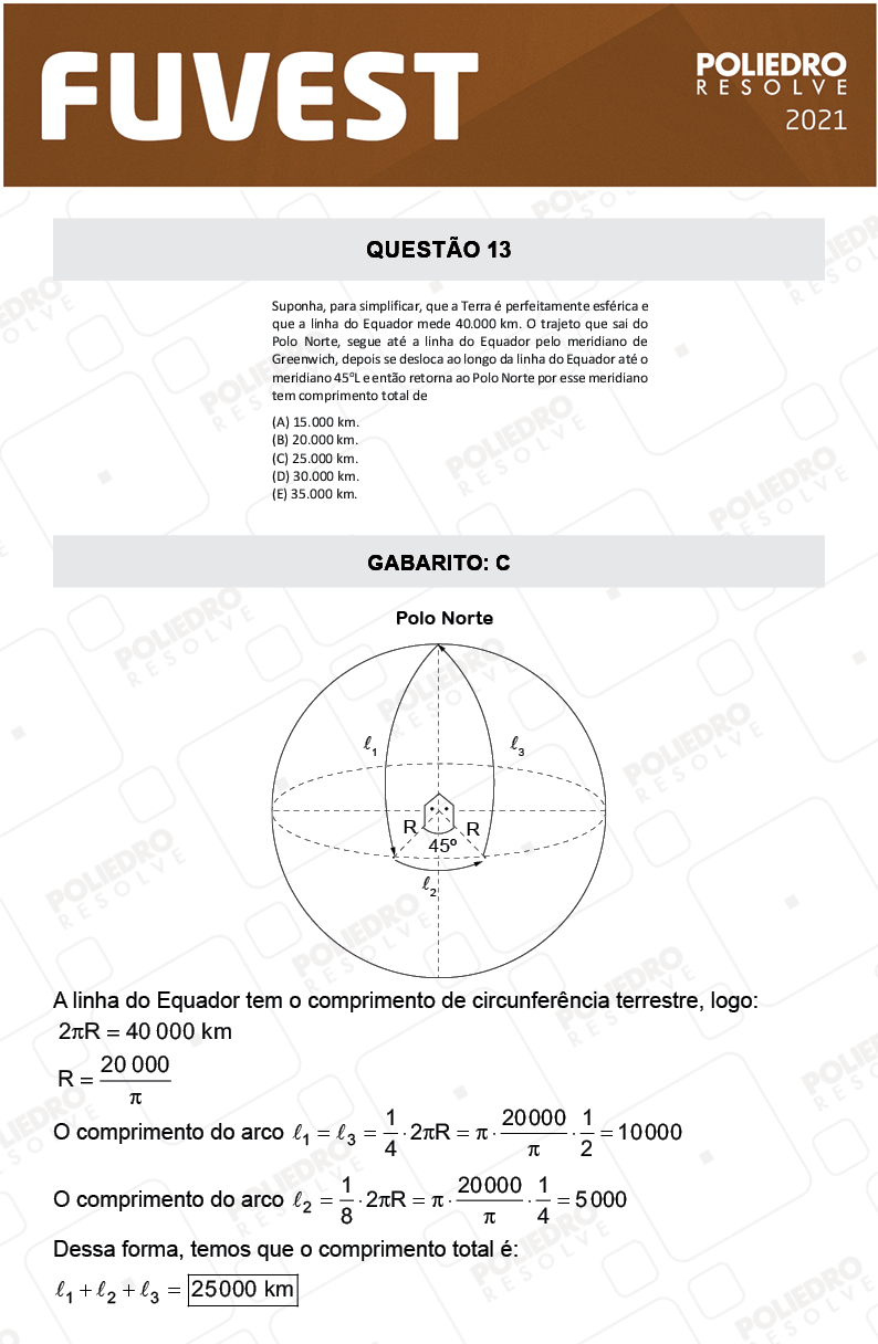 Questão 13 - 1ª Fase - FUVEST 2021