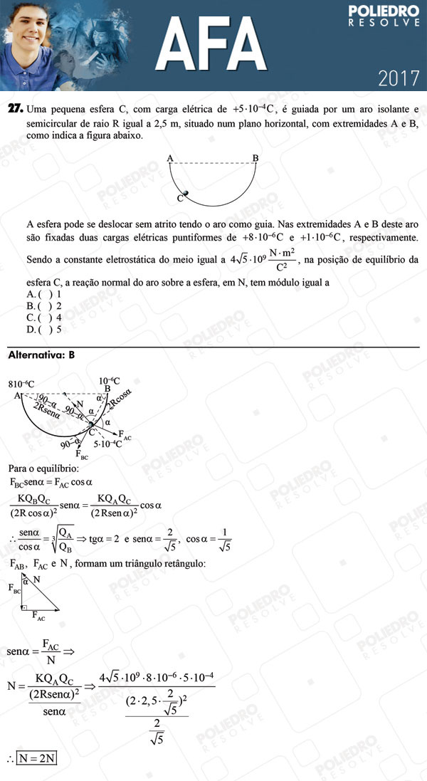 Questão 27 - Prova Modelo B - AFA 2017