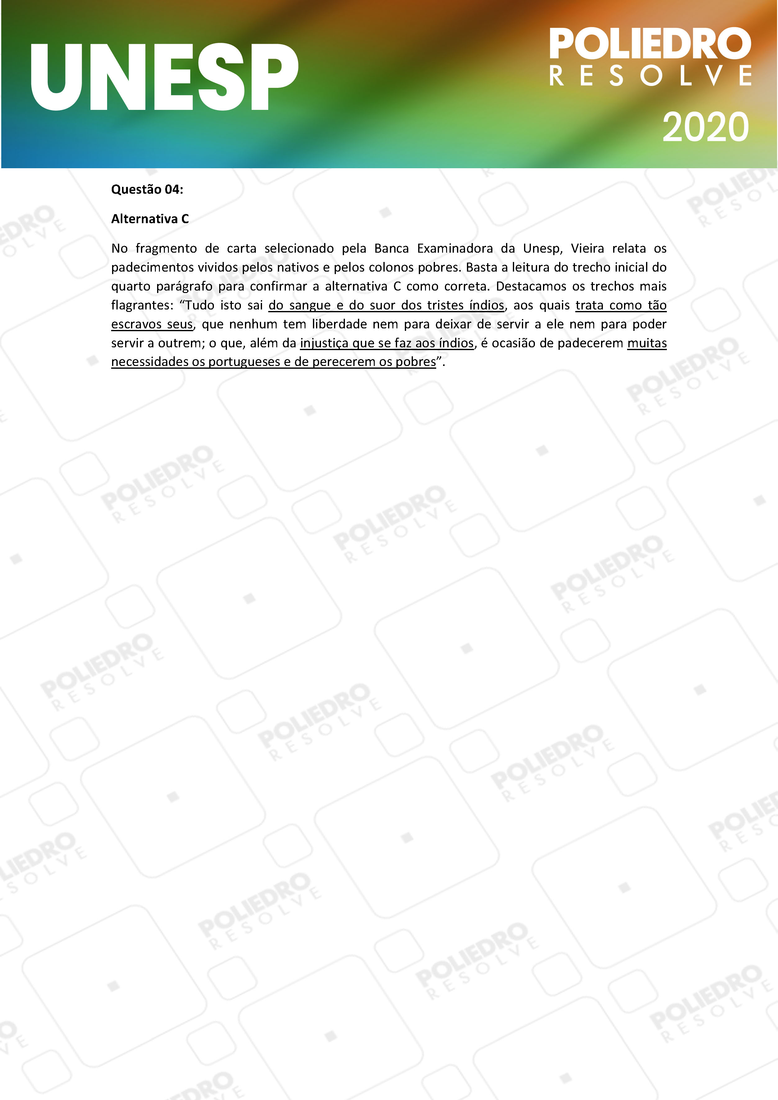 Questão 4 - 1ª Fase - UNESP 2020