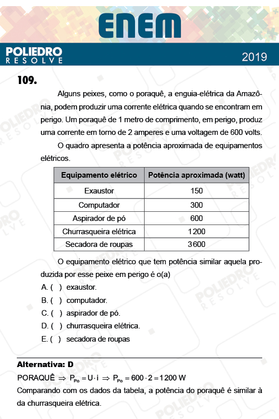 Questão 109 - 2º Dia - Prova AMARELA - ENEM 2018