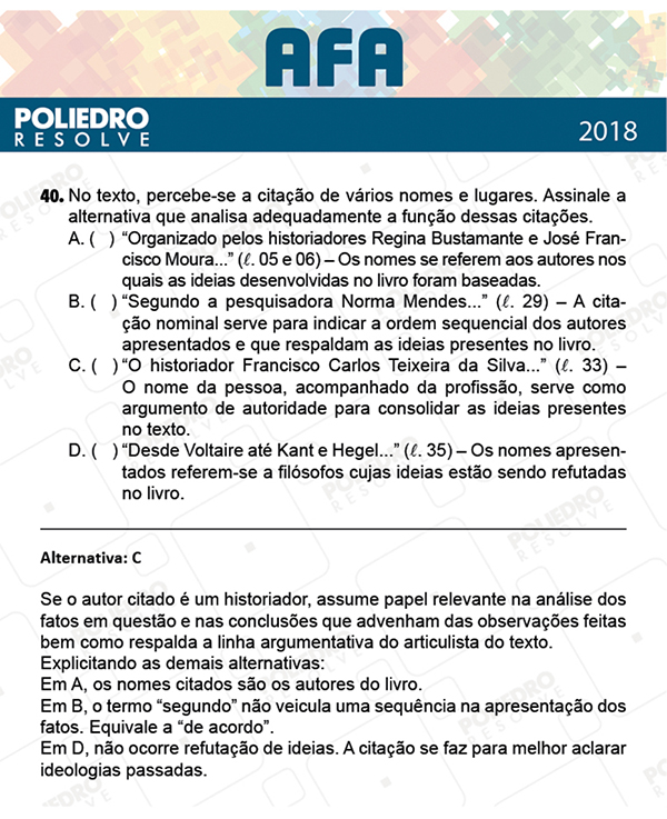 Questão 40 - Prova Modelo B - AFA 2019