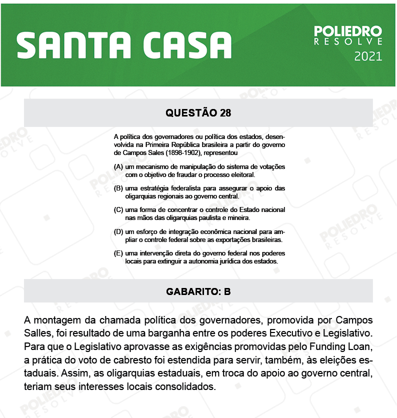 Questão 28 - 1º Dia - SANTA CASA 2021