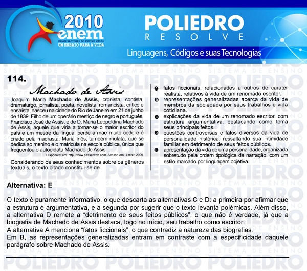 Questão 114 - Domingo (Prova rosa) - ENEM 2010